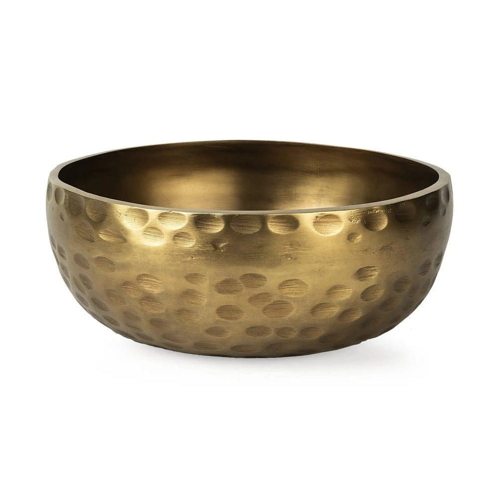 11" Antiqued Brass Hammered Artisan Round Centerpiece Bowl - Homeroots