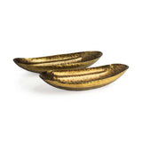 Set Of Two Gold Boat Shaped Hammered Bowls - Homeroots - Flyclothing LLC