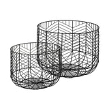 Set Of Two Black Metal Wire Chevron Bowls - Homeroots - Flyclothing LLC