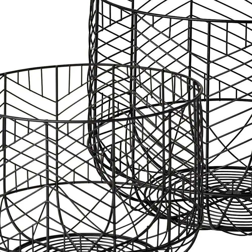 Set Of Two Black Metal Wire Chevron Bowls - Homeroots - Flyclothing LLC