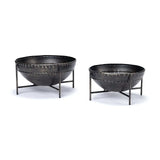 Set Of Two Metal Bowls With Stands - Homeroots - Flyclothing LLC