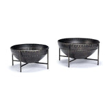 Set Of Two Metal Bowls With Stands - Homeroots - Flyclothing LLC