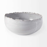 Artisan Gray White Ceramic Centerpiece Bowl - Homeroots - Flyclothing LLC