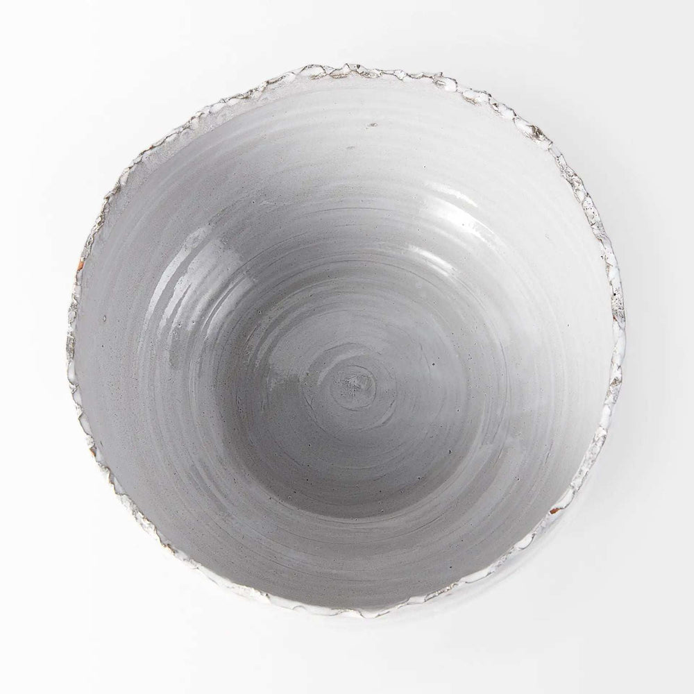 Artisan Gray White Ceramic Centerpiece Bowl - Homeroots - Flyclothing LLC