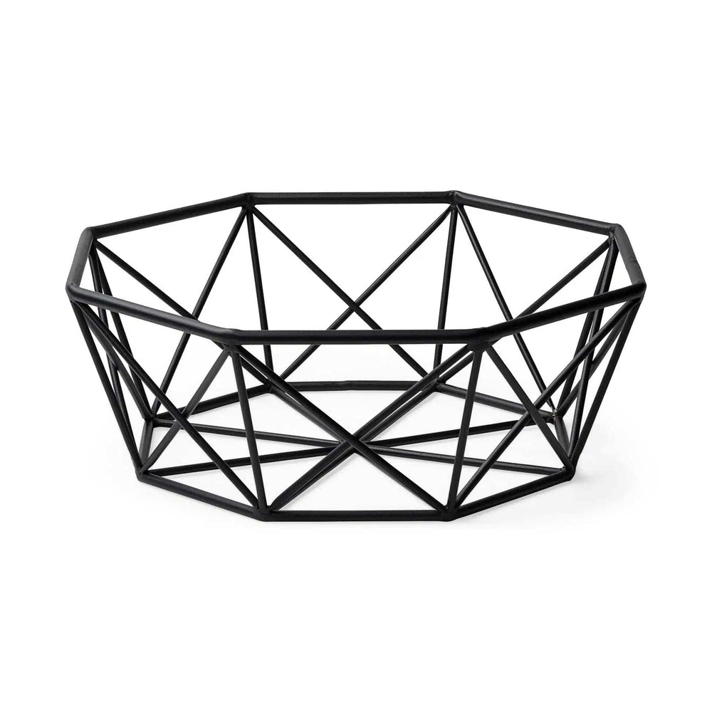Black Geometric Metal Centerpiec Bowl - Homeroots - Flyclothing LLC