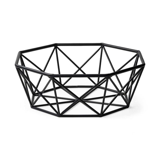 Black Geometric Metal Centerpiec Bowl - Homeroots - Flyclothing LLC