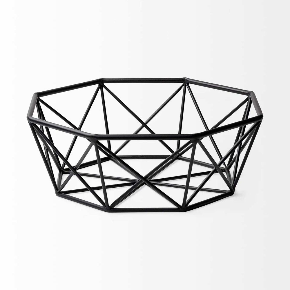 Black Geometric Metal Centerpiec Bowl - Homeroots - Flyclothing LLC
