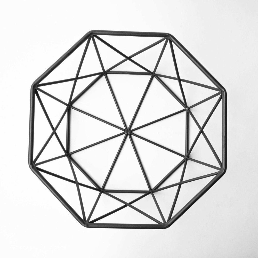 Black Geometric Metal Centerpiec Bowl - Homeroots - Flyclothing LLC