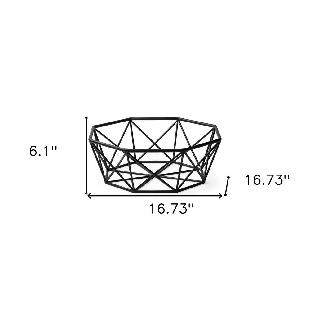 Black Geometric Metal Centerpiec Bowl - Homeroots - Flyclothing LLC