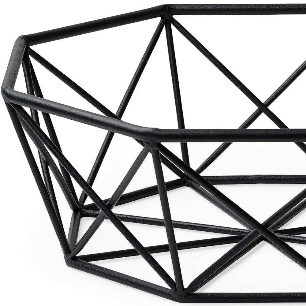 Black Geometric Metal Centerpiec Bowl - Homeroots - Flyclothing LLC