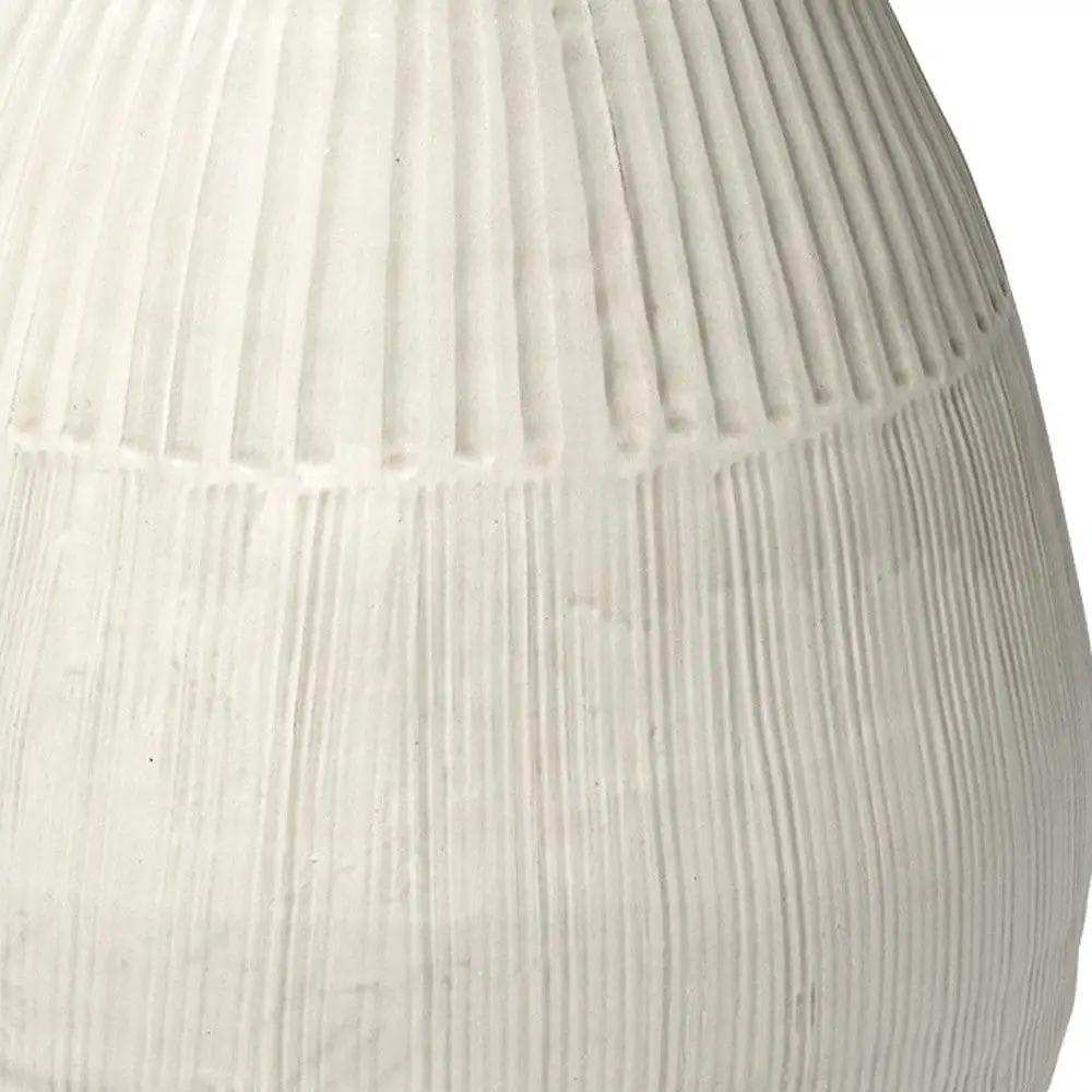 Petite White Embossed Stripes Ceramic Vase - Homeroots - Flyclothing LLC