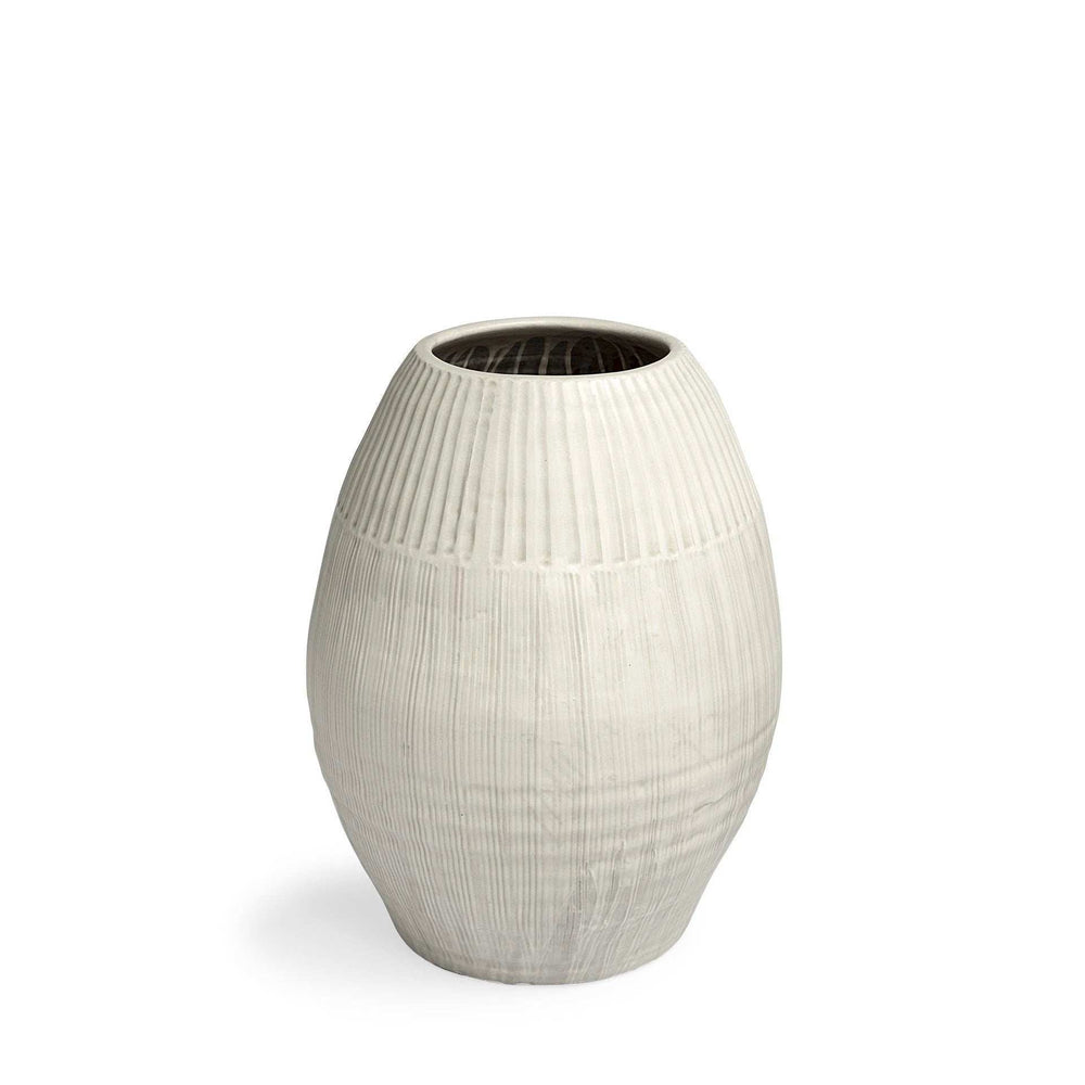 Petite White Embossed Stripes Ceramic Vase - Homeroots - Flyclothing LLC