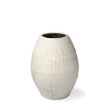 Petite White Embossed Stripes Ceramic Vase - Homeroots - Flyclothing LLC