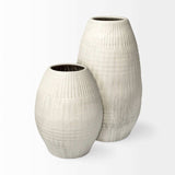 Petite White Embossed Stripes Ceramic Vase - Homeroots - Flyclothing LLC