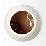 White Embossed Stripes Ceramic Vase - Homeroots - Flyclothing LLC