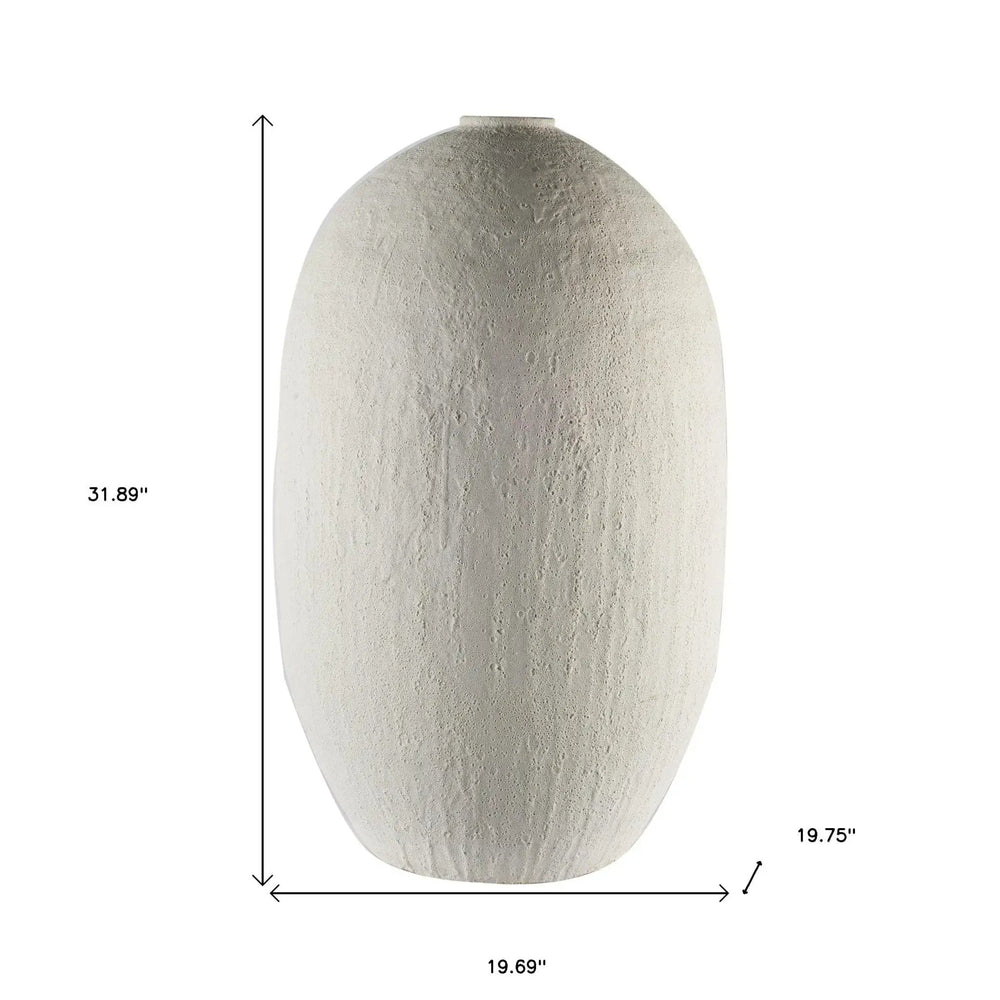 32" Narrow White Textured Ceramic Vase - Homeroots