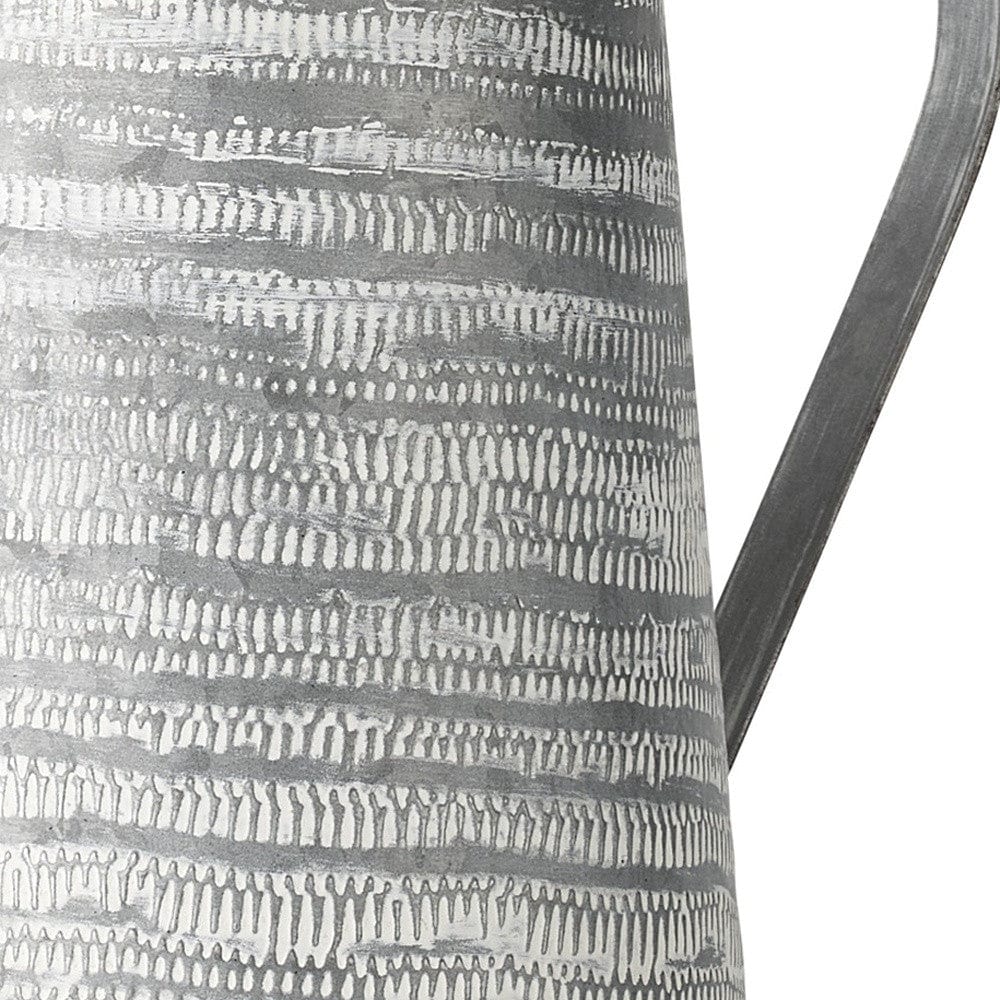 11" Gray and White Abstract Metal Jug Vase - Homeroots - Flyclothing LLC
