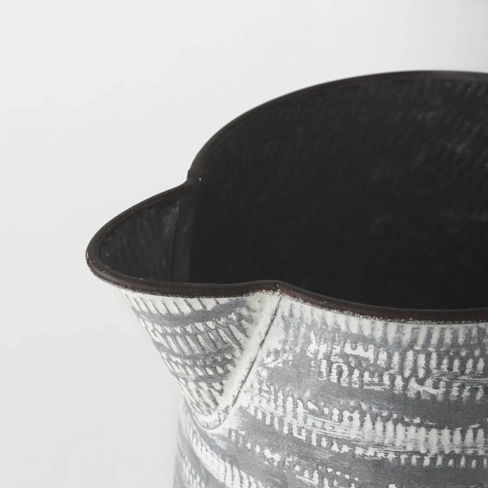 11" Gray and White Abstract Metal Jug Vase - Homeroots - Flyclothing LLC