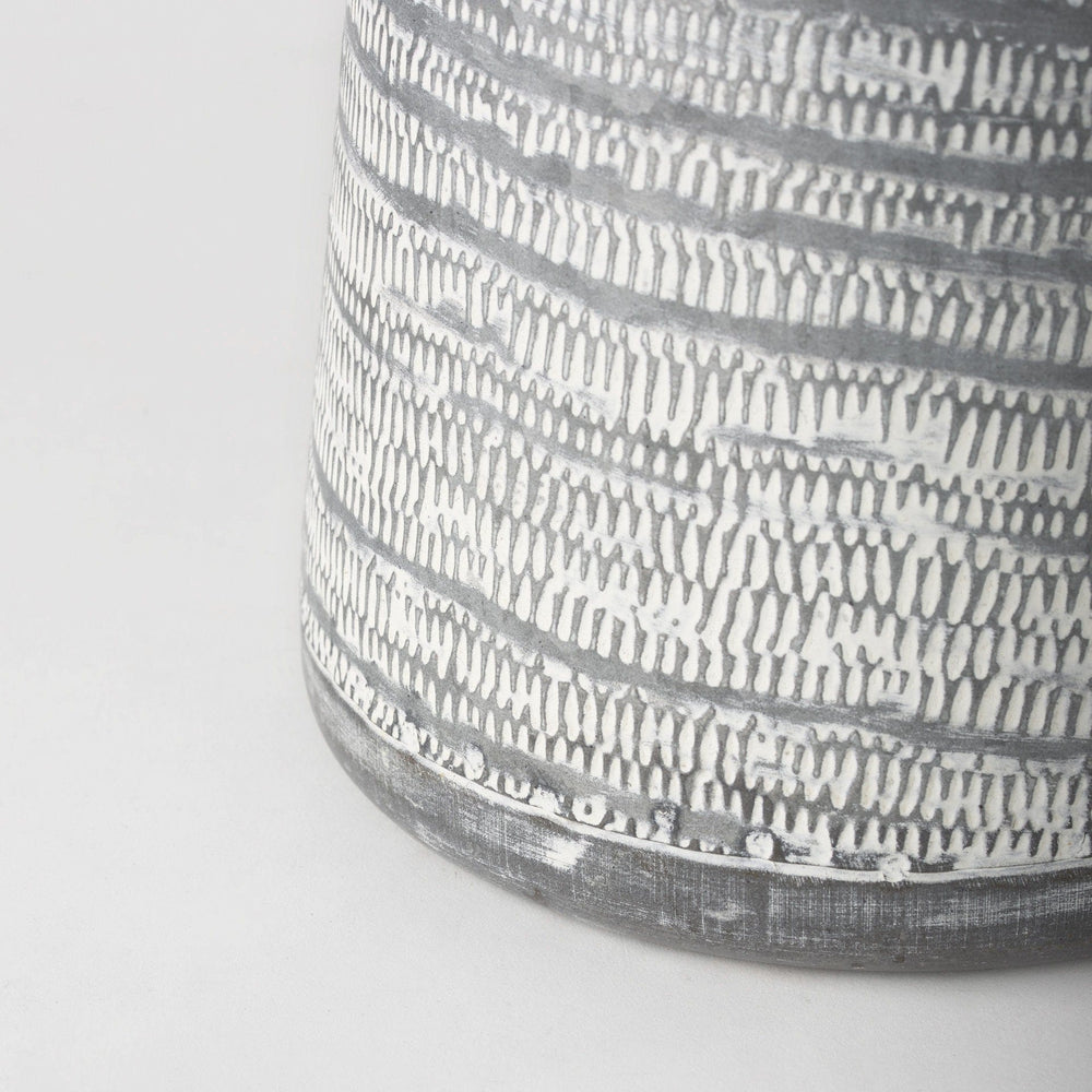 11" Gray and White Abstract Metal Jug Vase - Homeroots - Flyclothing LLC