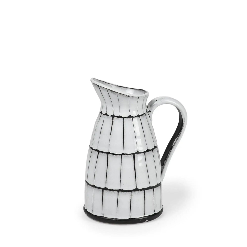 10" White And Black Artisan Glaze Ceramic Pitcher - Homeroots - Flyclothing LLC