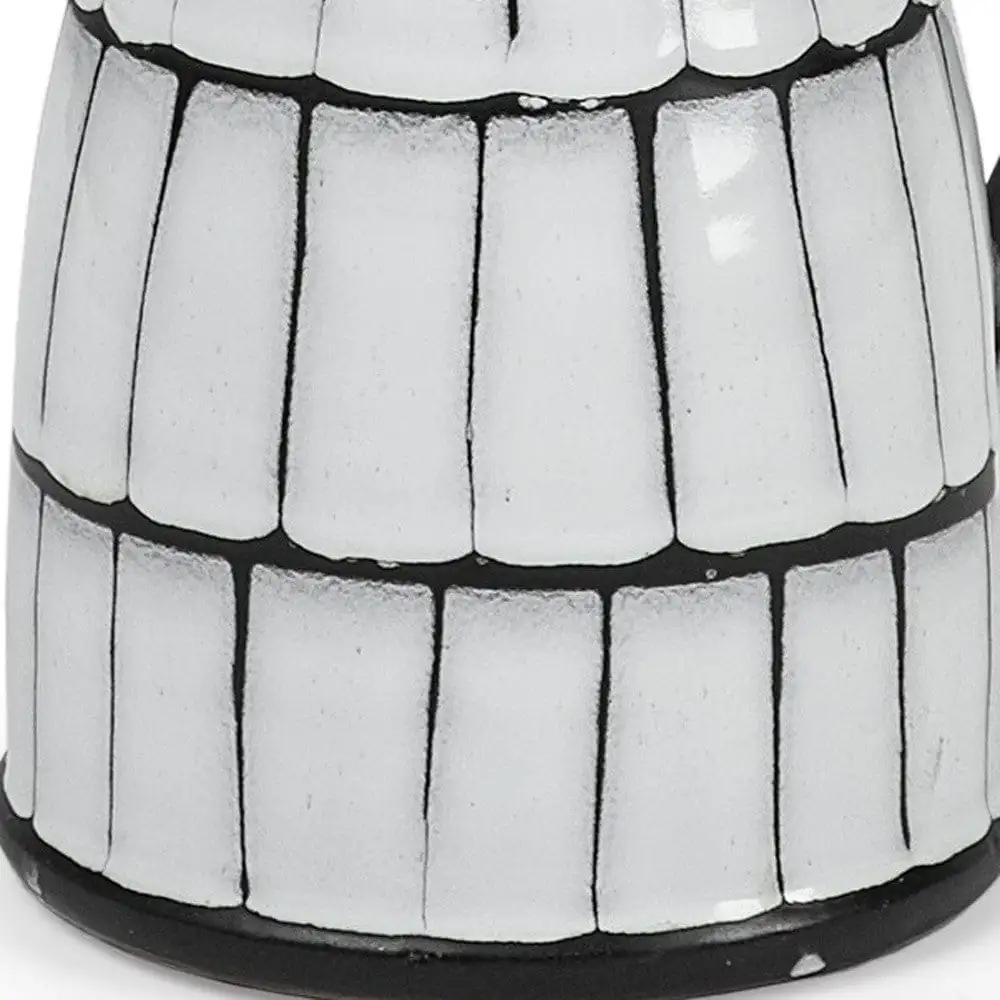 10" White And Black Artisan Glaze Ceramic Pitcher - Homeroots - Flyclothing LLC