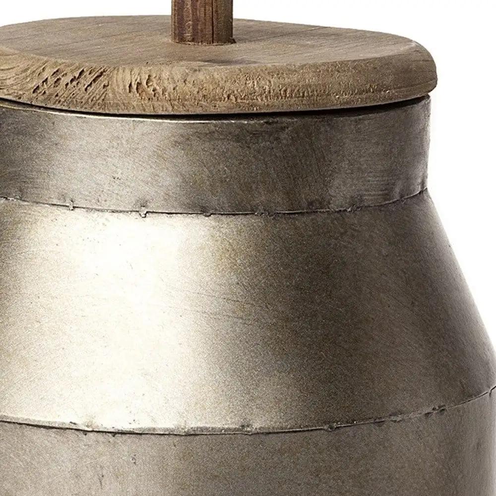 14" Silver Metal Decorative Canister - Homeroots