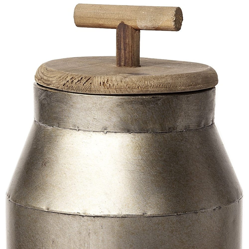 14" Silver Metal Decorative Canister - Homeroots