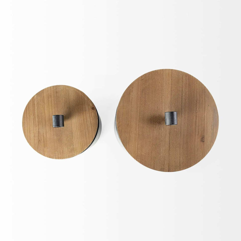 Set of Two Dark Gray Metal Decorative Canister - Homeroots - Flyclothing LLC