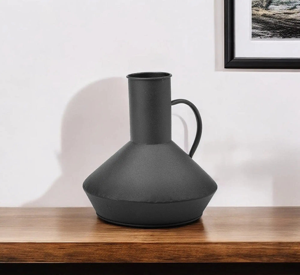 8" Black Metal Decorative Jug Tabletop Sculpture - Homeroots