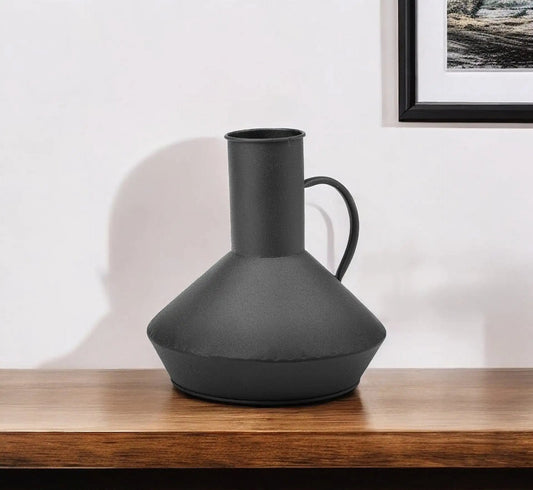 8" Black Metal Decorative Jug Tabletop Sculpture - Homeroots