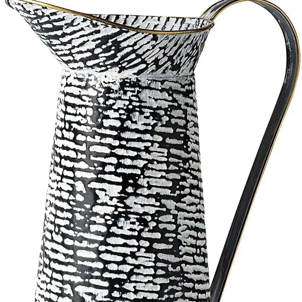 Black And White Textured Jug Vase - Homeroots - Flyclothing LLC
