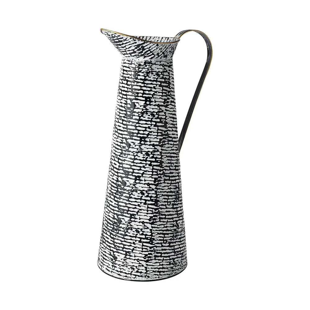 Black And White Textured Jug Vase - Homeroots - Flyclothing LLC