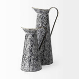 Black And White Textured Jug Vase - Homeroots - Flyclothing LLC