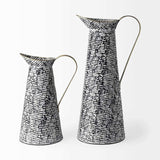 Black And White Textured Jug Vase - Homeroots - Flyclothing LLC
