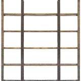 90" Brown Distressed Iron and Solid Wood Six Tier Bookcase - Homeroots