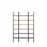 90" Brown Distressed Iron and Solid Wood Six Tier Bookcase - Homeroots