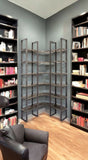 90" Black Iron Frame Curved Wooden Six Tier Shelving - Homeroots
