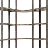 90" Black Iron Frame Curved Wooden Six Tier Shelving - Homeroots