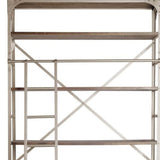 94" Brown Distressed Nickel and Solid Wood Six Tier Bookcase with Four Drawers - Homeroots