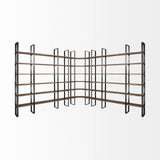 90" Brown Iron and Solid Wood Six Tier Bookcase - Homeroots