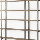 90" Brown Distressed Metal and Solid Wood Six Tier Bookcase - Homeroots - Flyclothing LLC