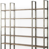 90" Brown Distressed Metal and Solid Wood Six Tier Bookcase - Homeroots - Flyclothing LLC