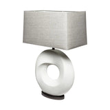 27" White Geometric Table Lamp With Gray Shade - Homeroots
