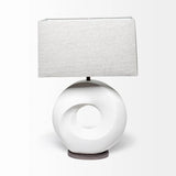 27" White Geometric Table Lamp With Gray Shade - Homeroots