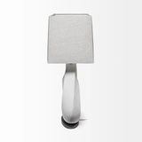 27" White Geometric Table Lamp With Gray Shade - Homeroots