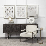 27" White Geometric Table Lamp With Gray Shade - Homeroots