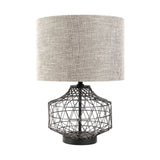 20" Black Lamp Base LED With Brown Shade - Homeroots