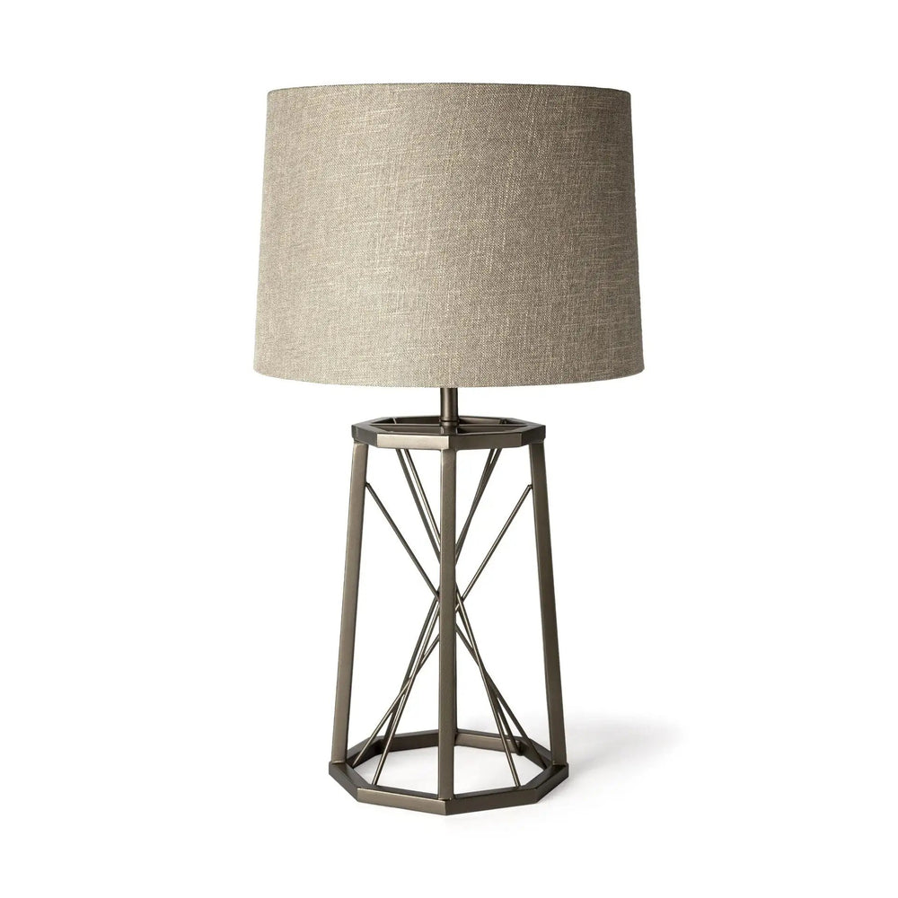 29" Bronze Lamp Base LED With Beige Shade - Homeroots