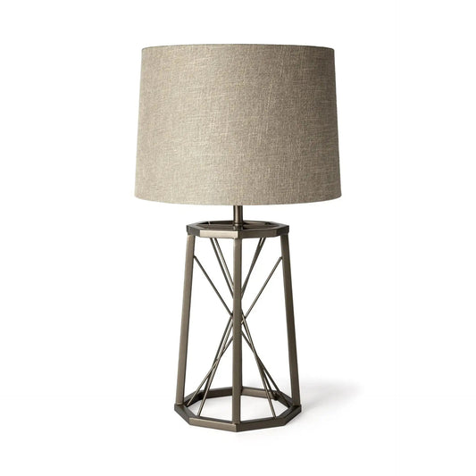 29" Bronze Lamp Base LED With Beige Shade - Homeroots