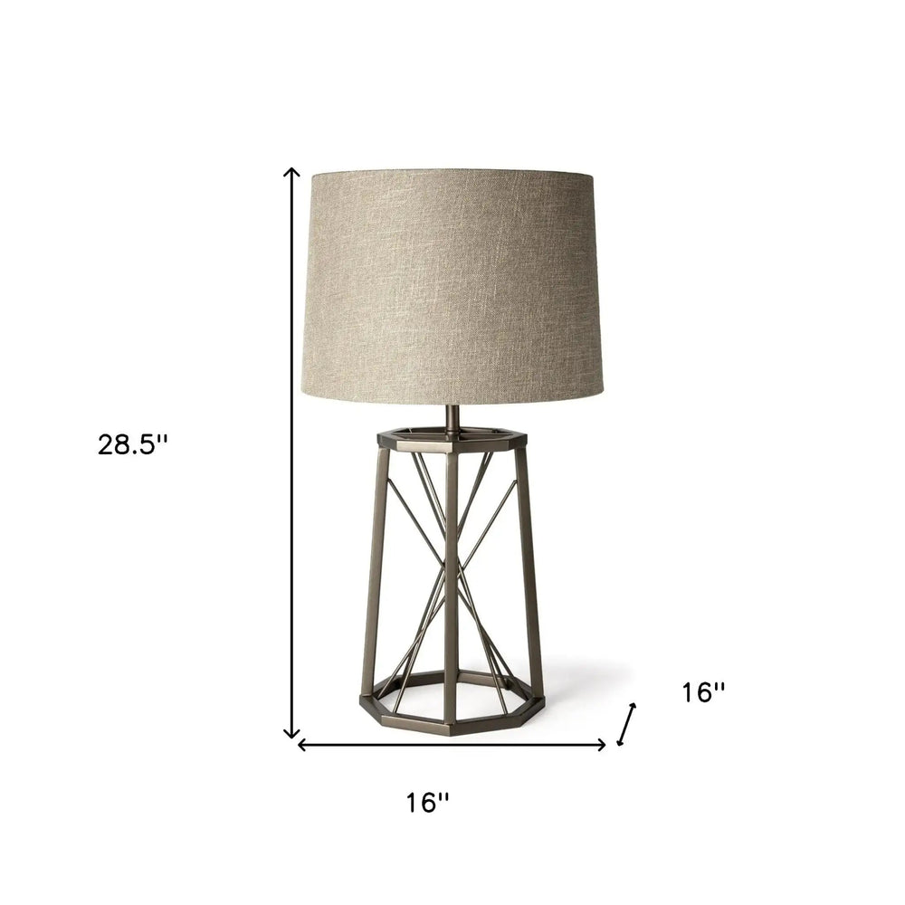 29" Bronze Lamp Base LED With Beige Shade - Homeroots